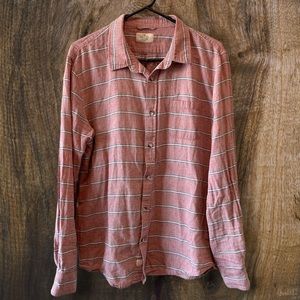 Marine Layer Red/Pink Striped Lightweight Cotton Button Up Shirt Medium Large